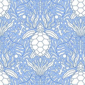 Baby Blue TTurtle Under The Sea Line Drawing