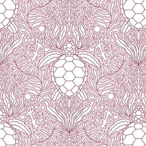 Dusty Baby Pink Turtle Under The Sea Line Drawing