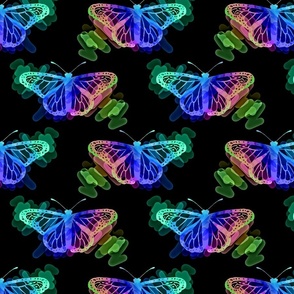 Moonlit Rainbow Monarch Butterflies  