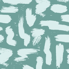 Chunky paint brush strokes | Large Scale | Teal green, pale blue | multidirectional