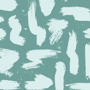 Chunky paint brush strokes | Medium Scale | Teal green, pale blue | multidirectional