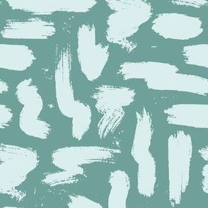 Chunky paint brush strokes | Small Scale | Teal green, pale blue | multidirectional