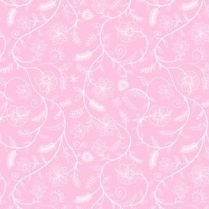 Italian floral design white on pink
