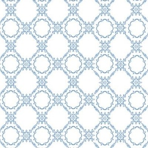 Classic Blue and White Lattice and Lace