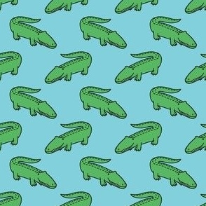 (small scale) gators - cute alligators - blue - LAD23
