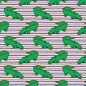 (small scale) gators - cute alligators - blue & orange stripes - LAD23