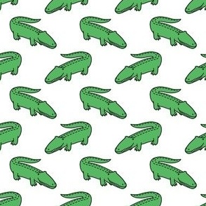 (small scale) gators - cute alligators - white - LAD23