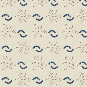 scatter pattern of arcs and leaves with dots