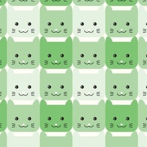 medium// Checkers Gingham Kawaii Cats Emerald green