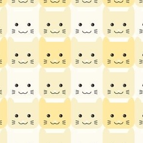 medium// Checkers Gingham Kawaii Cats Pastel yellow