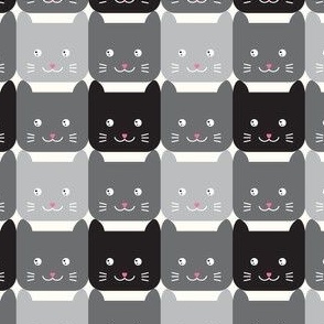 medium// Checkers Gingham Kawaii Cats Gothic Black