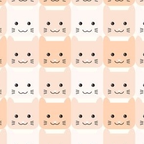 medium// Checkers Gingham Kawaii Cats Peach orange