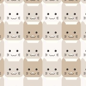 medium// Checkers Gingham Kawaii Cats Taupe