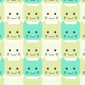 medium// Checkers Gingham Kawaii Cats Mojito Lime