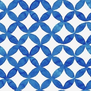 Watercolor Circles - Abstract- Quatrefoil- Deep Blue Ombre