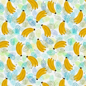 Summer fruit - bananas over tropical leaves M