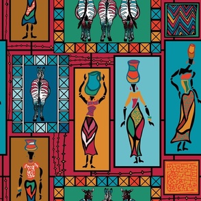 African Global Tapestry on Viva Magenta