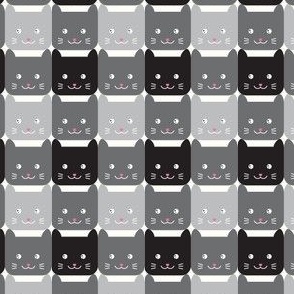 small// Checkers Gingham Kawaii Cats Gothic Black