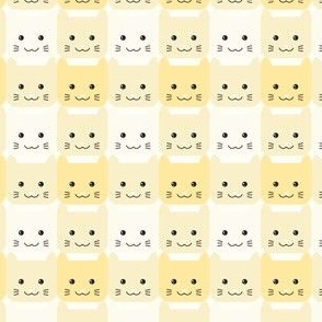 small// Checkers Gingham Kawaii Cats Pastel yellow