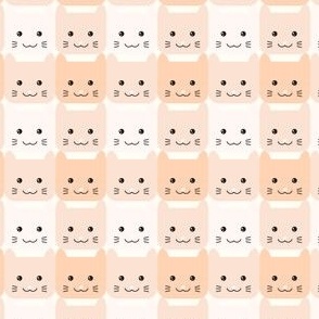 small// Checkers Gingham Kawaii Cats Peach orange