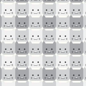 small// Checkers Gingham Kawaii Cats Grey