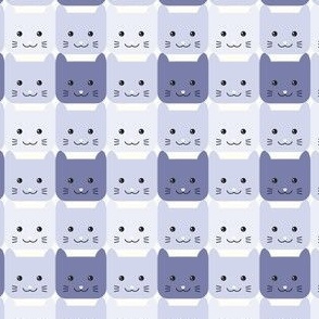 small// Checkers Gingham Kawaii Cats lavender
