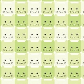 small// Checkers Gingham Kawaii Cats Lime green