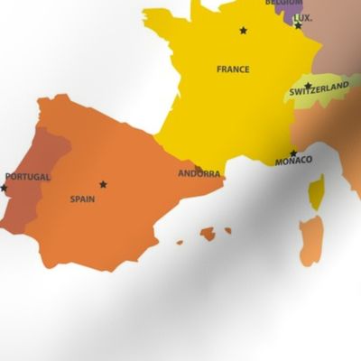 Landkarte, Pastell, Europa, Länder, Kissen Panel, Karte - Spoonflower