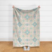 geometric squares - duck egg blue, pink and cream - large scale