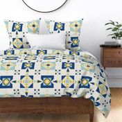 geometric squares - navy and cream - medium large by Cecca Designs