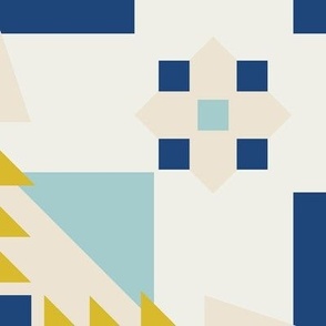 geometric squares - navy and cream - medium large by Cecca Designs