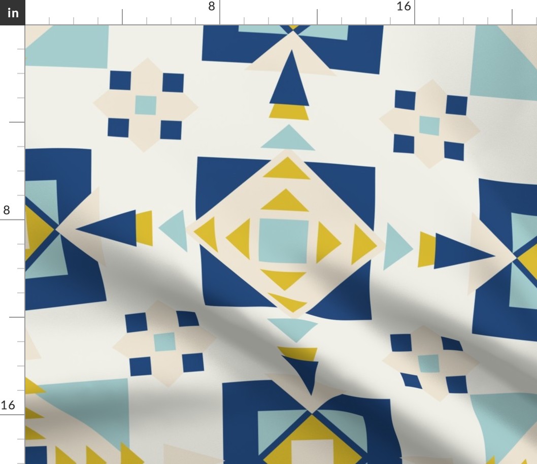 geometric squares - navy and cream - medium large by Cecca Designs