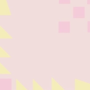 Square Dance - piglet pink and butter yellow on powder puff pink - large scale 