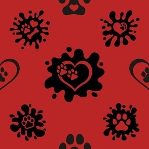 Puppy Love Pawprint Splash Red