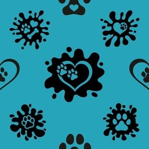 Puppy Love Pawprint Splash Teal