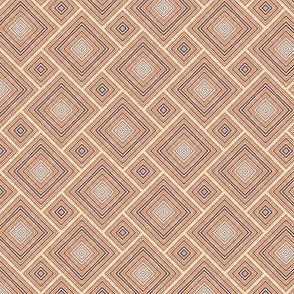 Terra Medina Rustic Striped Linen Cubic Pattern In Orange Beige And Brown Smaller Scale