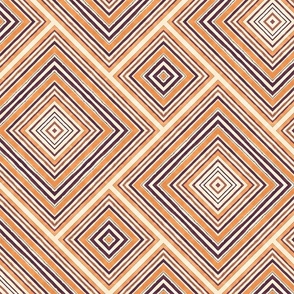 Terra Medina Rustic Striped Linen Cubic Pattern In Orange Beige And Brown