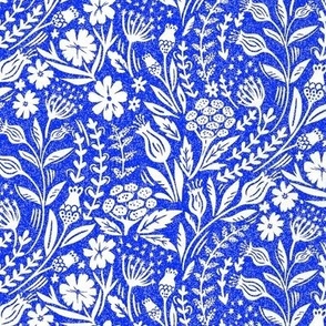 blue and white delftware floral white on colbalt small scale