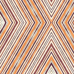 Terra Medina Rustic Striped Linen Rhomb Pattern In Orange Beige And Brown Smaller Scale