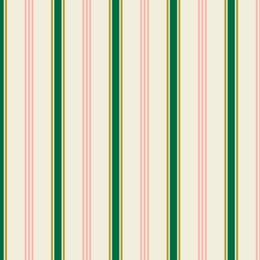 Stripes - Green pink & off-white