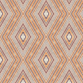 Terra Medina Rustic Striped Linen Rhomb Pattern In Orange Beige And Brown Smaller Scale