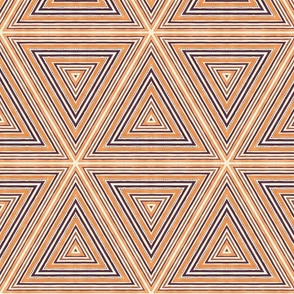 Terra Medina Rustic Striped Triangle Linen Pattern In Orange Beige And Brown