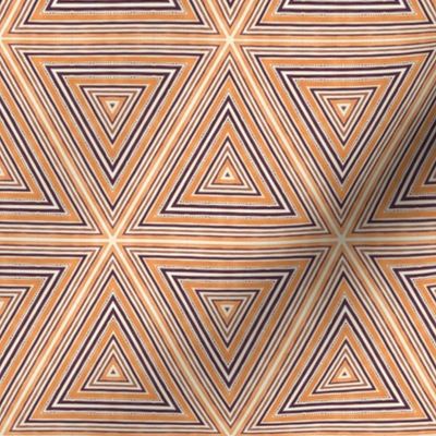 Terra Medina Rustic Striped Triangle Linen Pattern In Orange Beige And Brown Smaller Scale