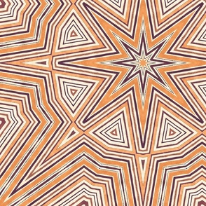 Terra Medina Rustic Striped Star Linen Pattern In Orange Beige And Brown