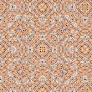 Terra Medina Rustic Striped Star Linen Pattern In Orange Beige And Brown Smaller Scale