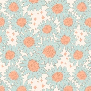 Small groovy retro Boho Daisies Vintage Floral