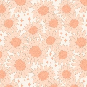 Small Boho Daisies Vintage Floral muted orange peach