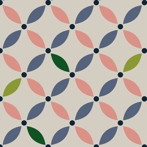 Abstract Geometric Retro Floral | Pink, Blue and Green