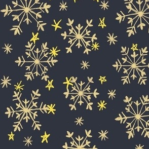 Gold Snowflakes on Midnight Blue