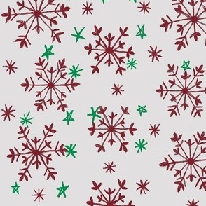 Red Snowflakes on silver grey
